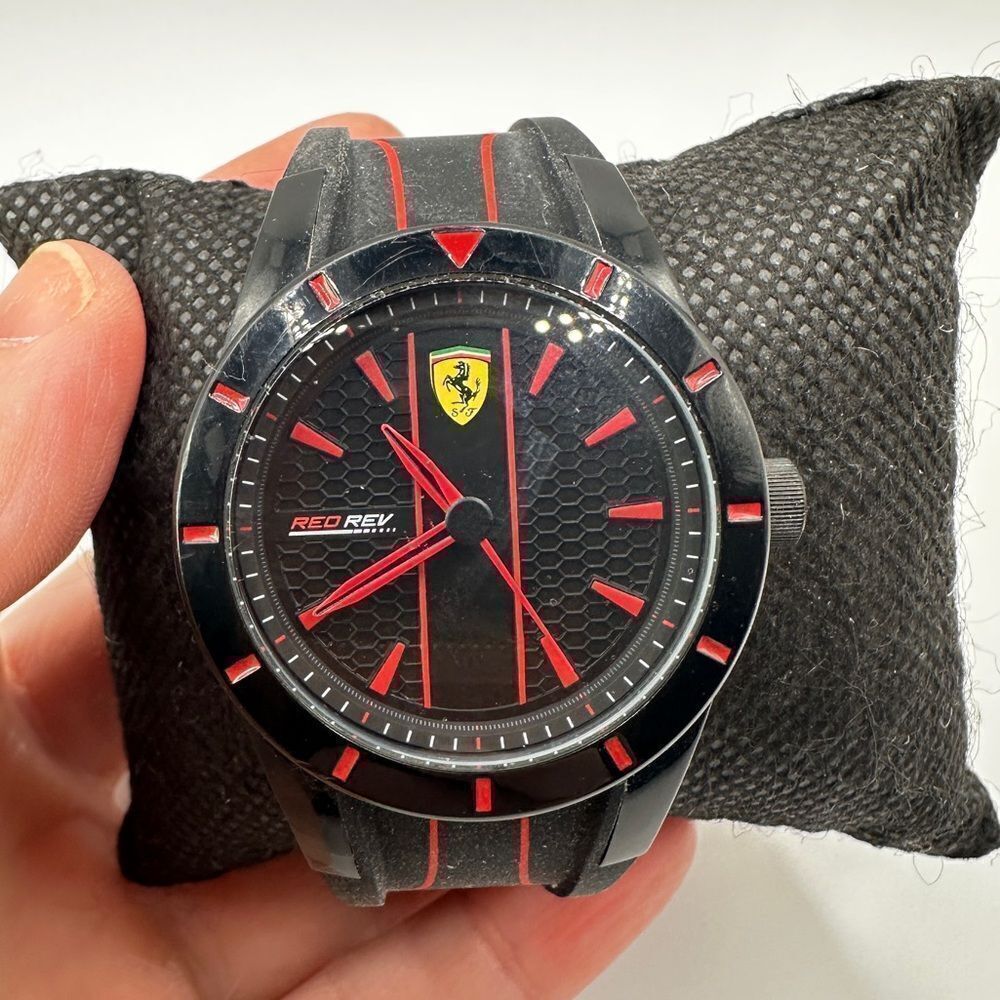 Scuderia‎ Ferrari Men's Red Rev Black Silicone Strap Watch - 38mm